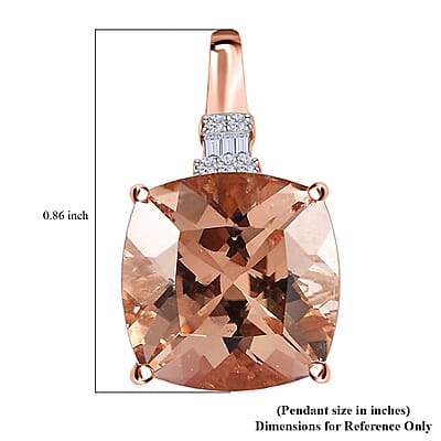 Luxoro 10K Rose Gold Premium Marropino Morganite and G-H I2 Diamond Pendant without Chain 8.00 ctw