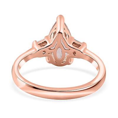 Premium Marropino Morganite and Moissanite Ring in Vermeil Rose Gold Over Sterling Silver (Size 10.0) 1.40 ctw