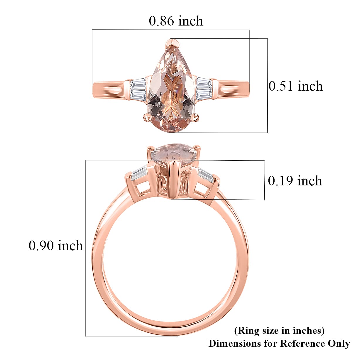 Premium Marropino Morganite and Moissanite Ring in Vermeil Rose Gold Over Sterling Silver (Size 10.0) 1.40 ctw