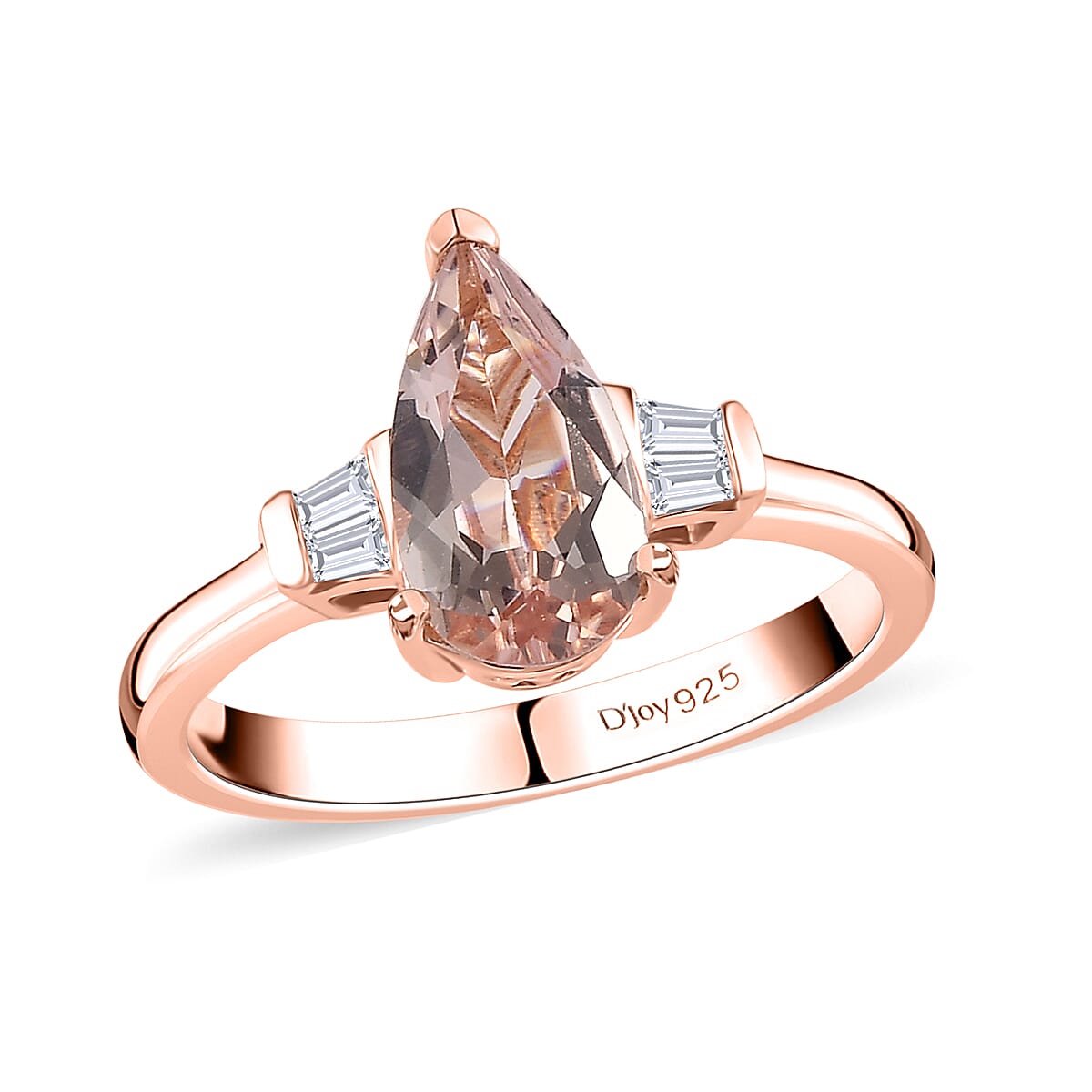 Premium Marropino Morganite and Moissanite Ring in Vermeil Rose Gold Over Sterling Silver (Size 9.0) 1.40 ctw image number 0