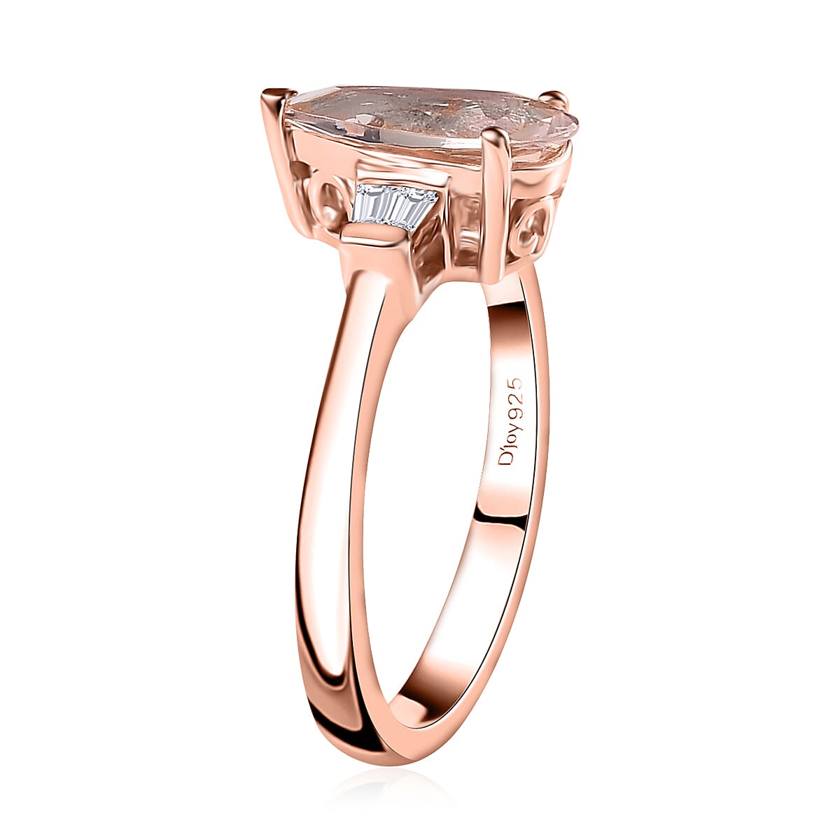 Premium Marropino Morganite and Moissanite Ring in Vermeil Rose Gold Over Sterling Silver (Size 9.0) 1.40 ctw image number 3