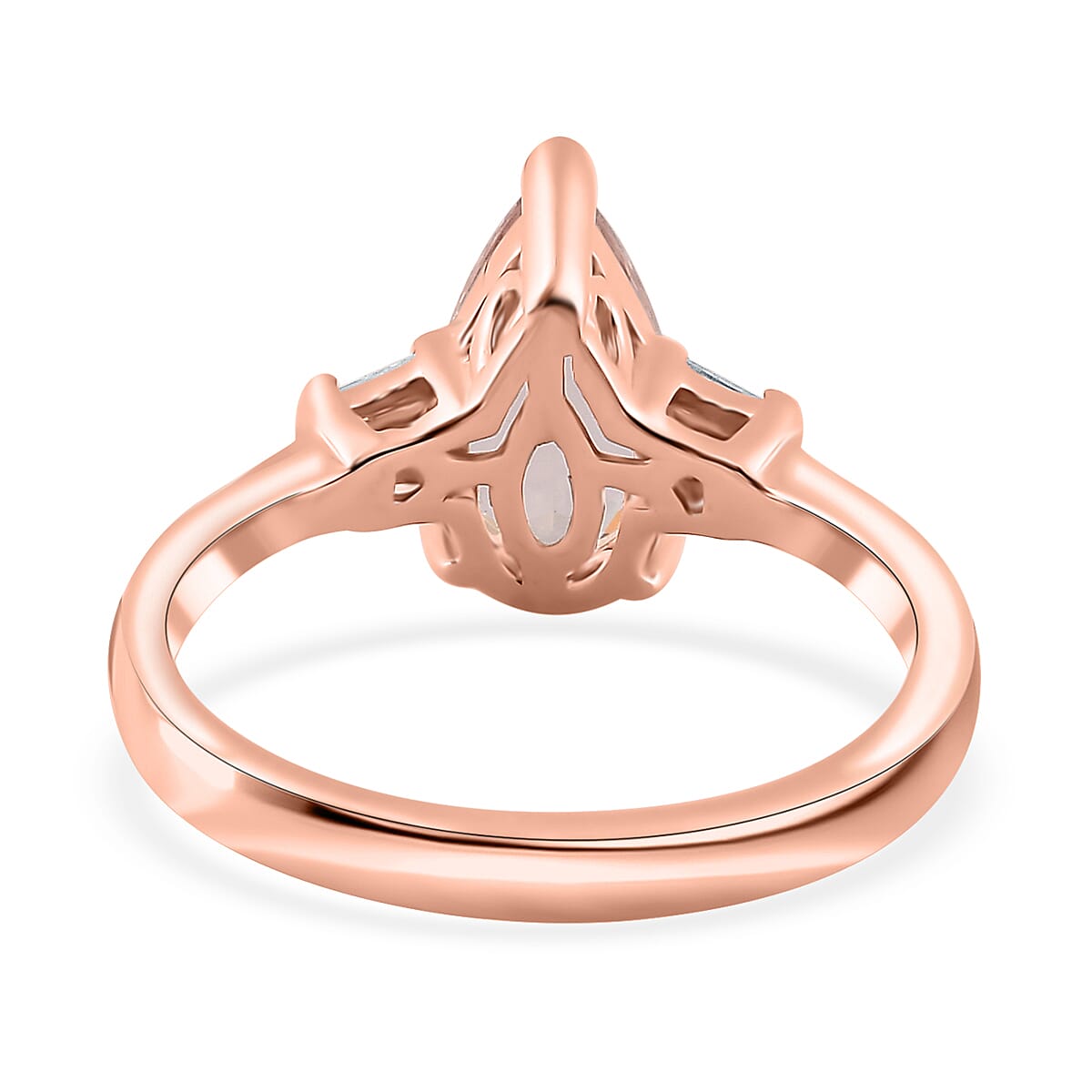 Premium Marropino Morganite and Moissanite Ring in Vermeil Rose Gold Over Sterling Silver (Size 9.0) 1.40 ctw image number 4