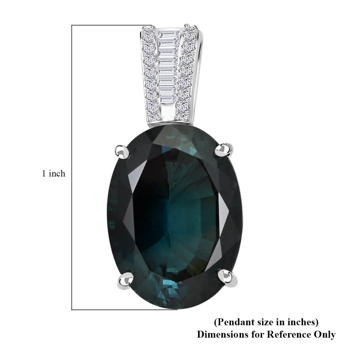 Certified Luxoro 14K White Gold AAA Monte Belo Indicolite and G-H I2 Diamond Pendant 11.50 ctw image number 5
