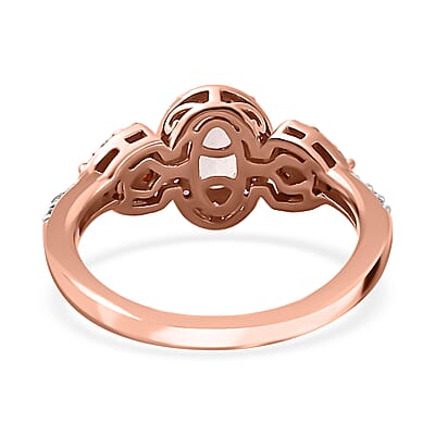 Premium Marropino Morganite and Multi Gemstone Triple Halo Ring in Vermeil Rose Gold Over Sterling Silver (Size 10.0) 1.50 ctw