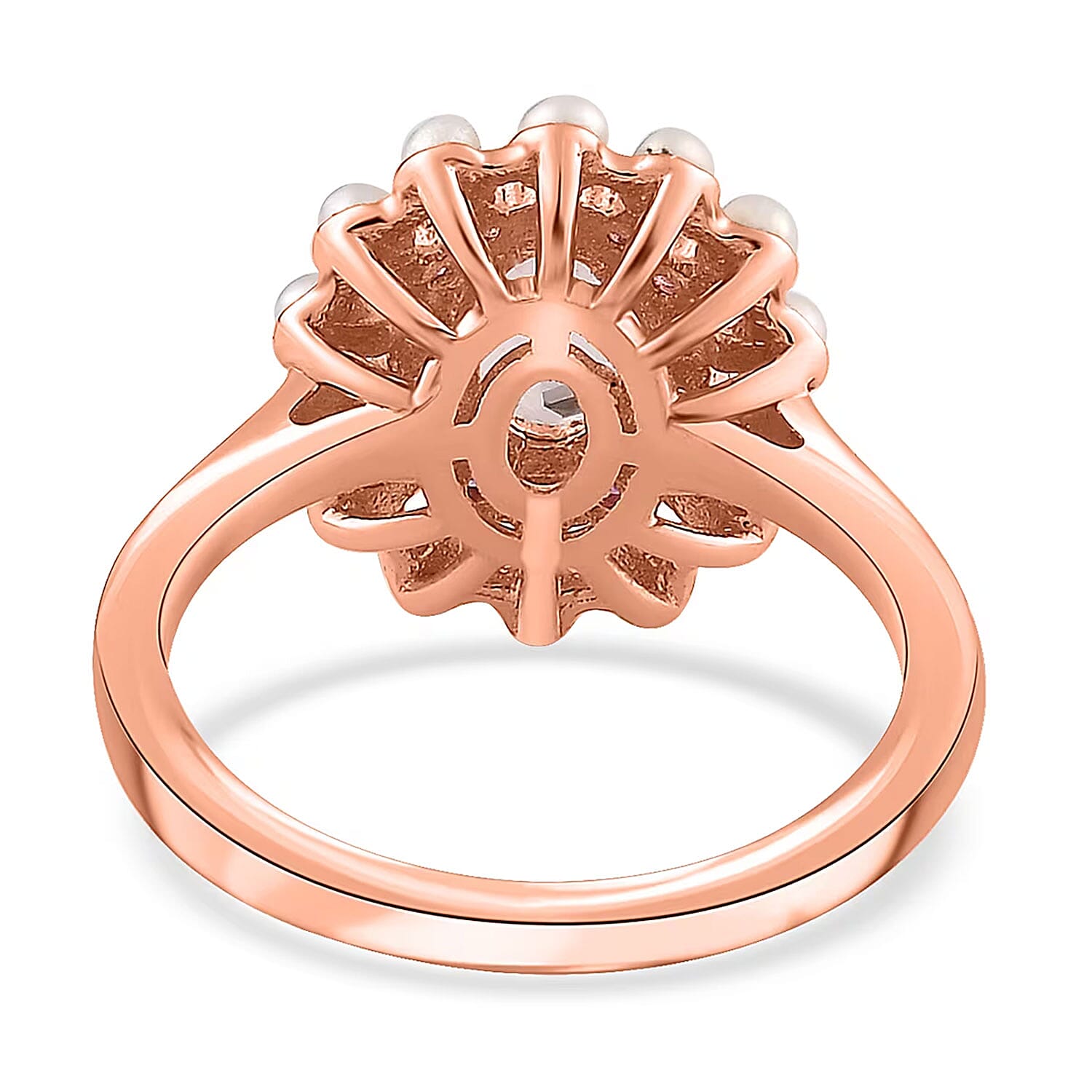 Premium Marropino Morganite and Multi Gemstone 1.00 ctw Floral Ring in Vermeil Rose Gold Over Sterling Silver (Size 10.0)