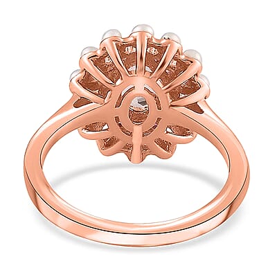 Premium Marropino Morganite and Multi Gemstone 1.00 ctw Floral Ring in Vermeil Rose Gold Over Sterling Silver (Size 10.0)