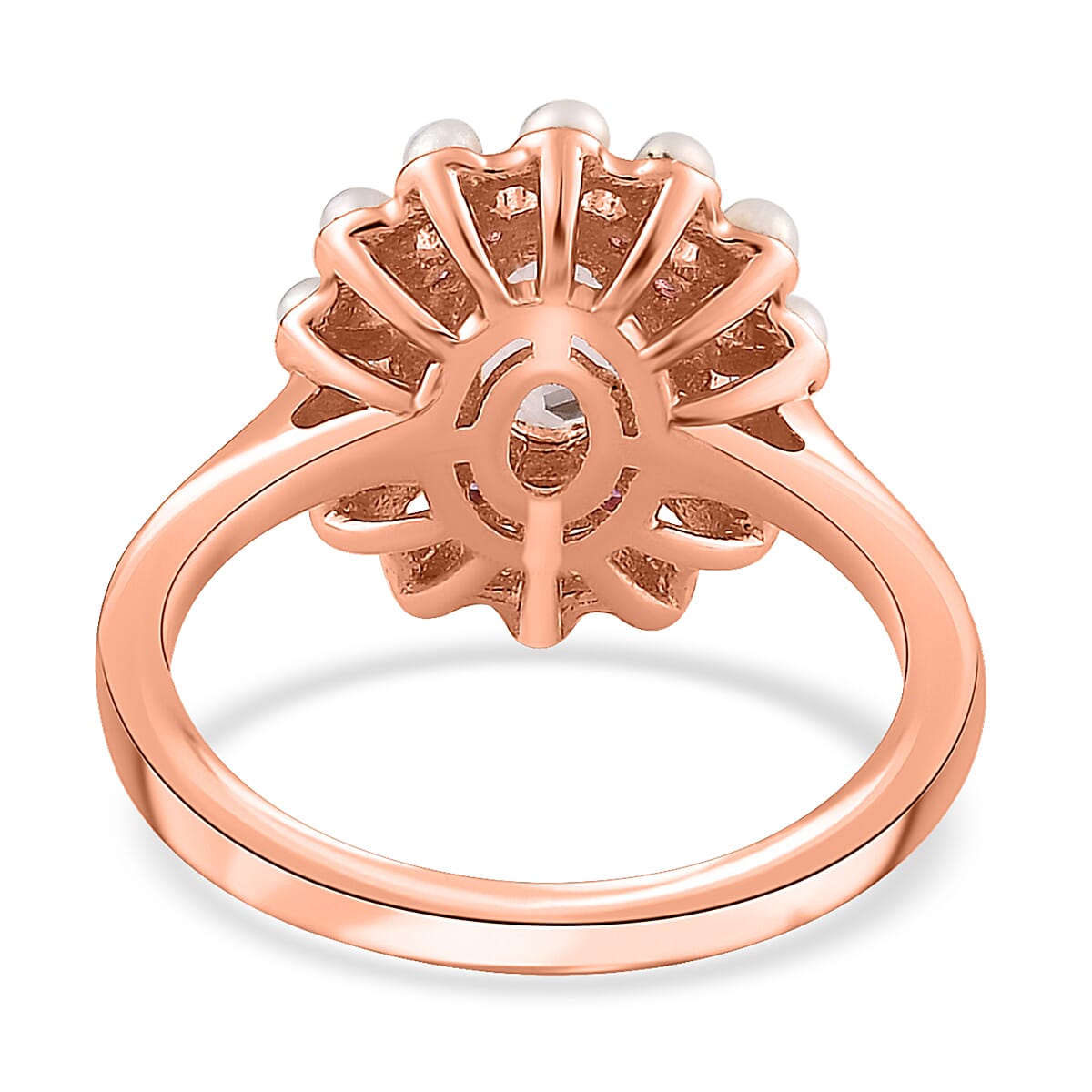 D'Joy Premium Marropino Morganite and Multi Gemstone 1.00 ctw Floral Ring in Vermeil Rose Gold Over Sterling Silver (Size 7.0) image number 4