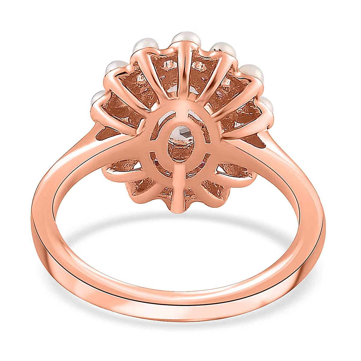 Premium Marropino Morganite and Multi Gemstone 1.00 ctw Floral Ring in Vermeil Rose Gold Over Sterling Silver (Size 9.0) image number 6