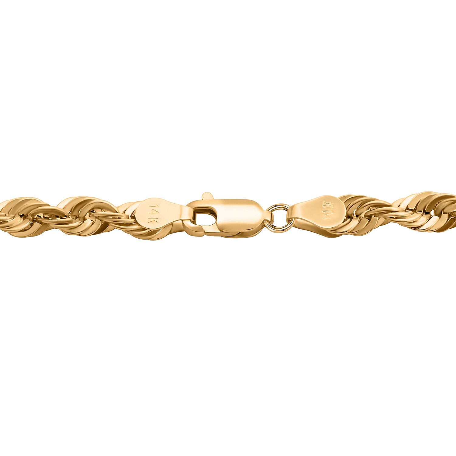 14K Yellow Gold 5.5mm Rope Chain Necklace 24 Inches 17 Grams