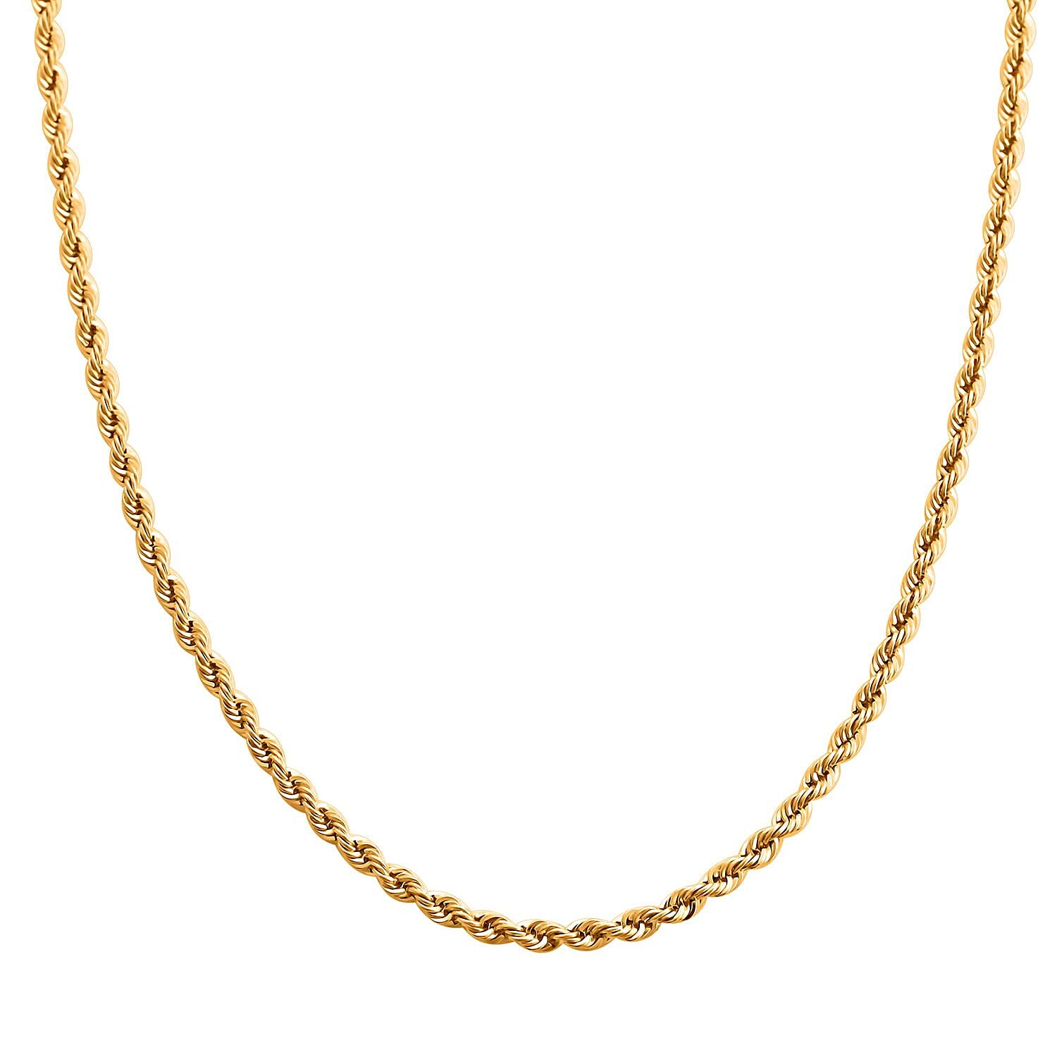 22K Yellow Gold Electroform 1.5mm Rope Necklace 18 Inches 3 Grams 