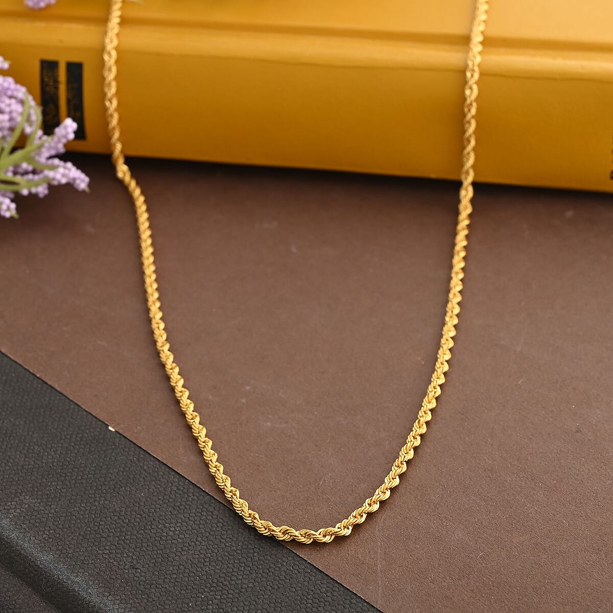 22K Yellow Gold Electroform 1.5mm Rope Necklace 18 Inches 3 Grams  image number 1