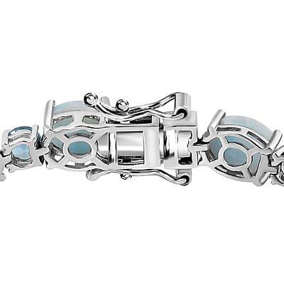Larimar and Betroka Blue Apatite 21.80 ctw Bracelet in Platinum Over Sterling Silver (6.50 In)