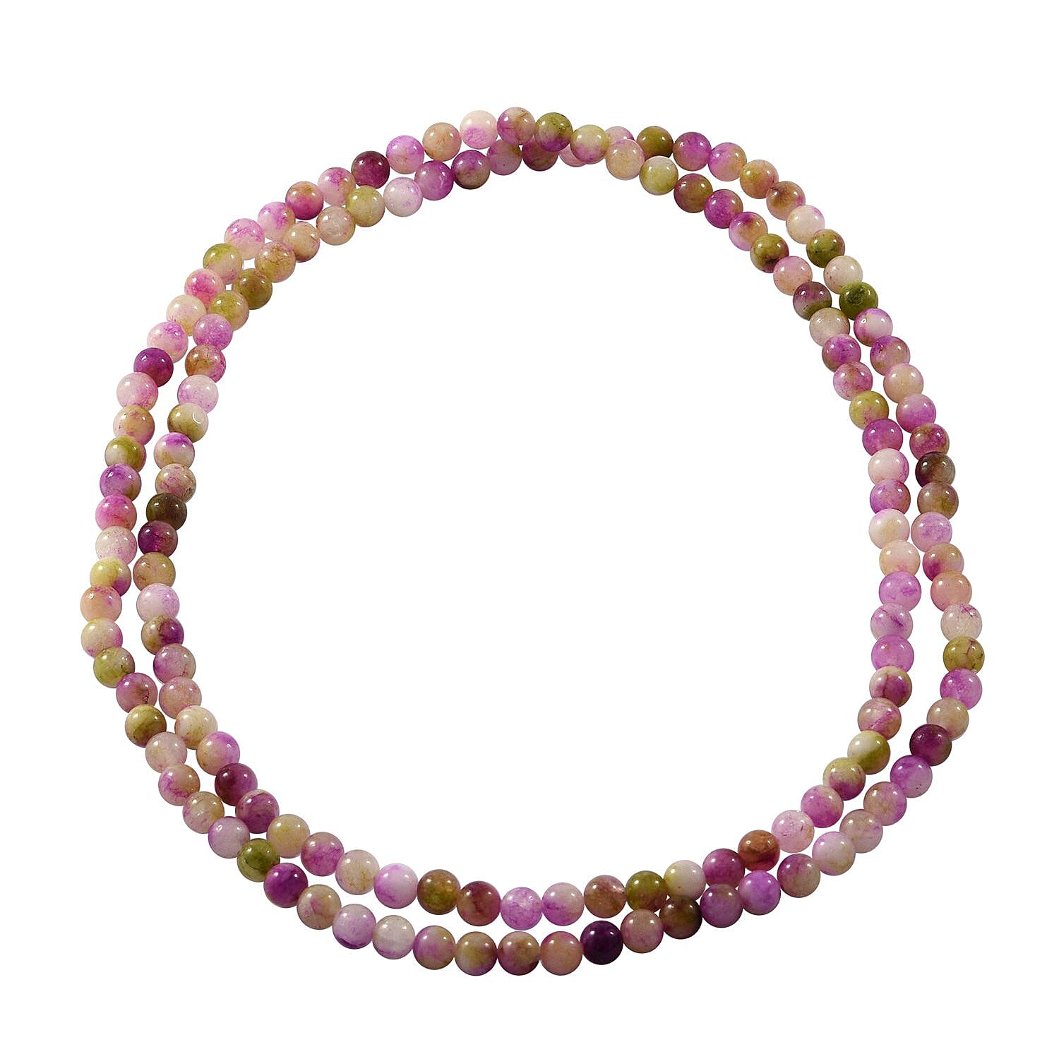 Watermelon Agate 260.00 ctw Beaded Endless Necklace 36 Inches