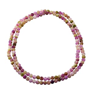 Watermelon Agate 260.00 ctw Beaded Endless Necklace 36 Inches
