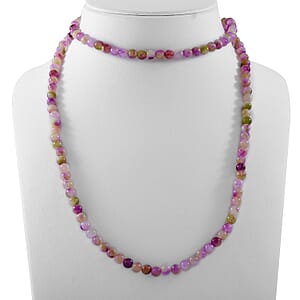 Watermelon Agate 260.00 ctw Beaded Endless Necklace 36 Inches