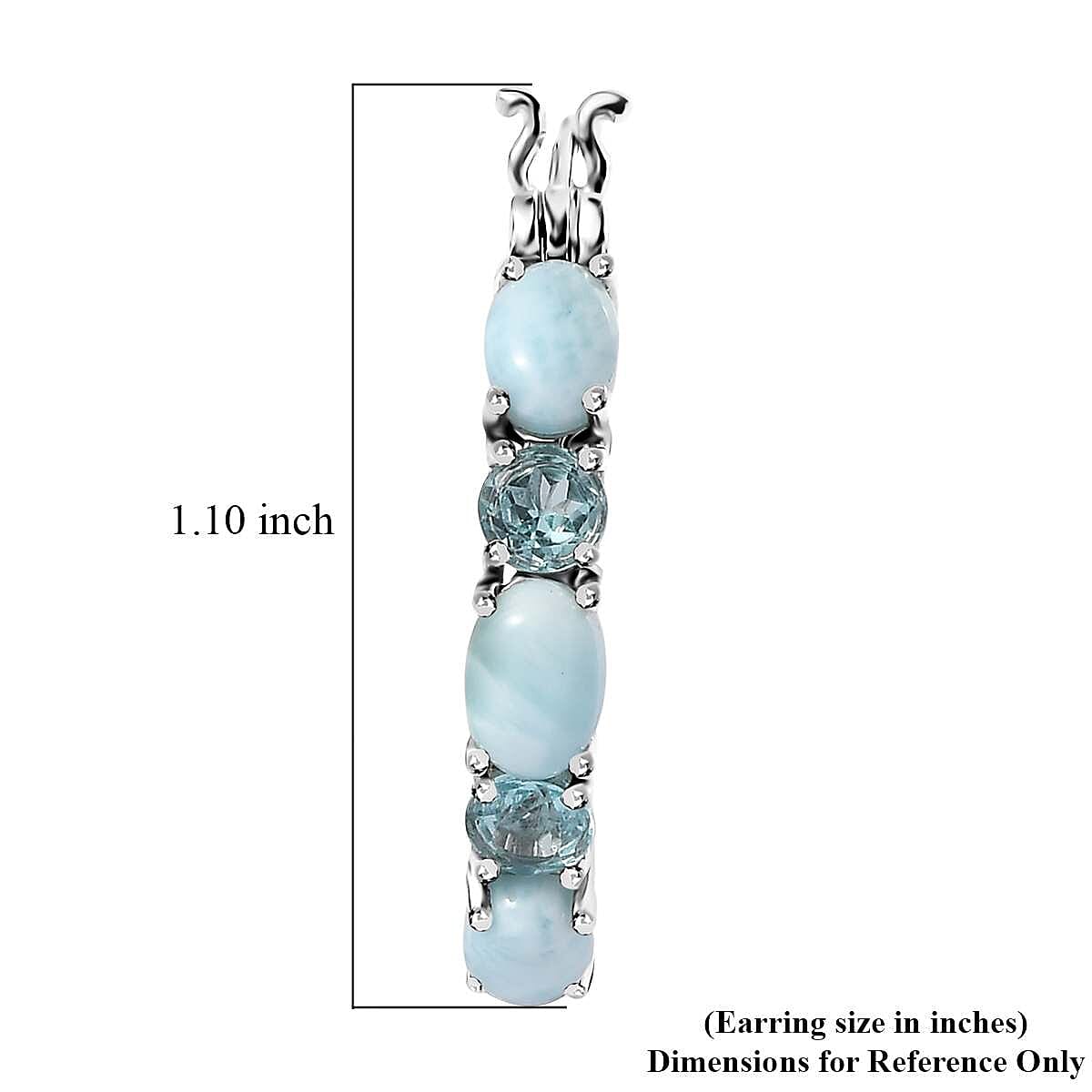 Larimar and Madagascar Paraiba Apatite Hoop Earrings in Platinum Over Sterling Silver 5.00 ctw