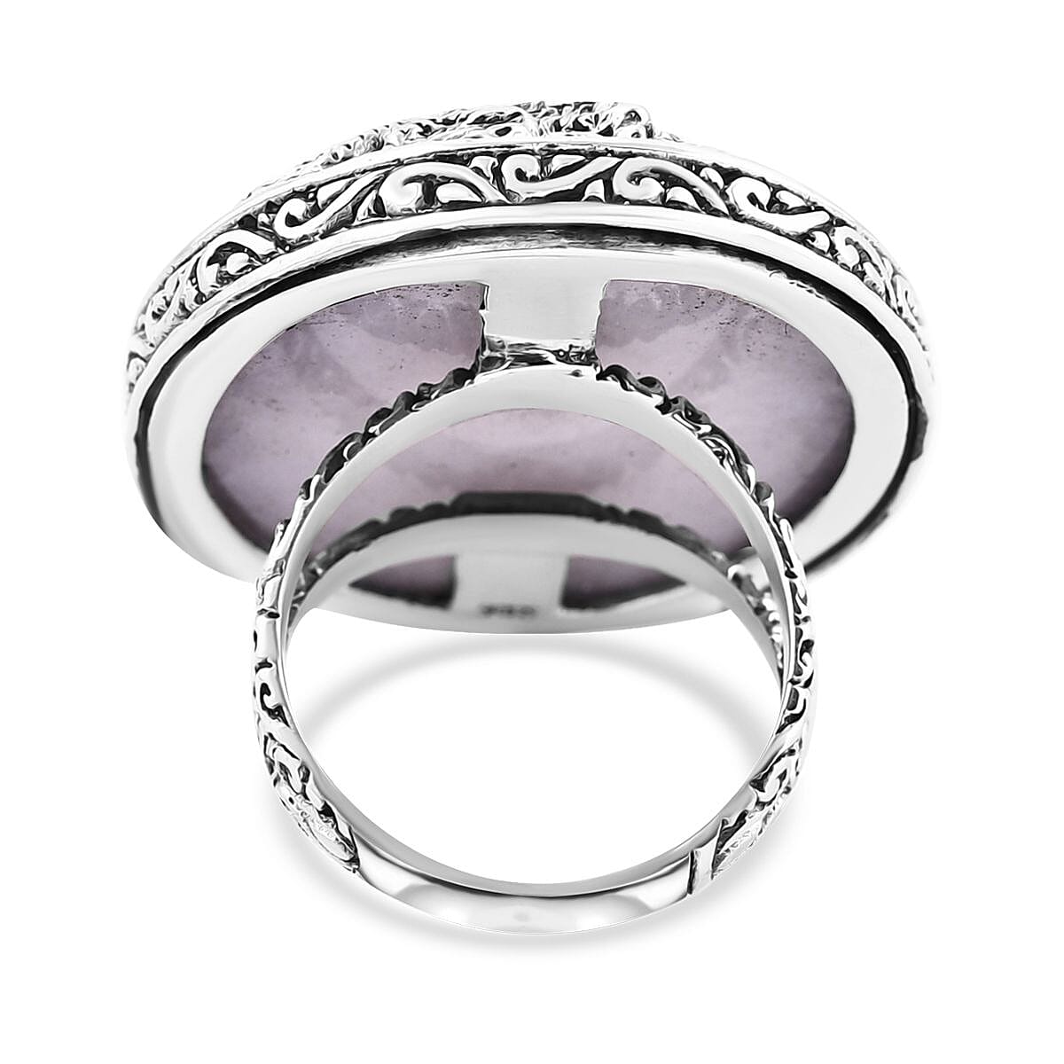 Bali Legacy Natural Jade Dragon Ring in Sterling Silver (Size 9.0) 54.40 ctw image number 4