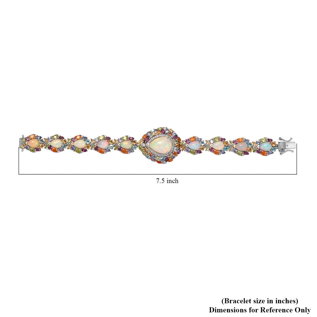 Ethiopian Welo Opal and Multi Gemstone Bracelet in Platinum Over Sterling Silver (7.25 In) 30.00 ctw image number 4