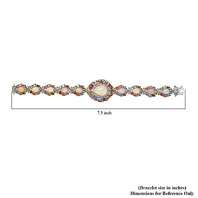D'Joy Ethiopian Welo Opal and Multi Gemstone 30.00 ctw Plum Blossom Bracelet in Platinum Over Sterling Silver (7.25 In)