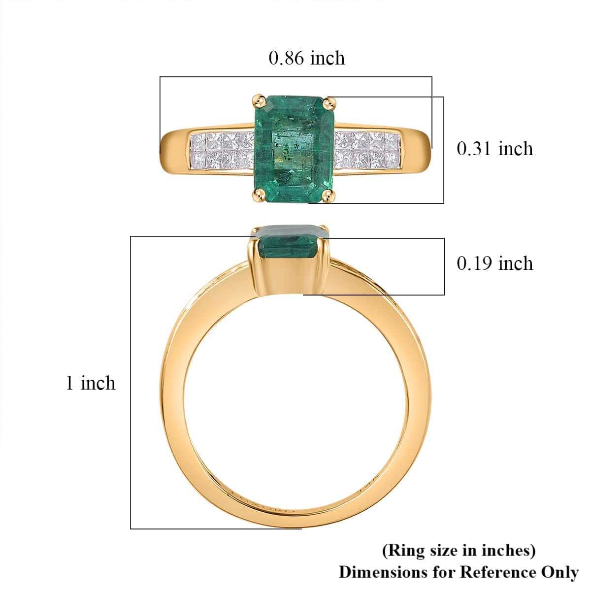 Luxoro 14K Yellow Gold AAAA Kagem Zambian Emerald and G-H SI Diamond Ring (Size 6.0) 1.85  image number 5