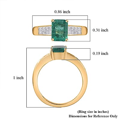 Luxoro 14K Yellow Gold AAAA Kagem Zambian Emerald and G-H SI Diamond Ring (Size 6.0) 1.85 ctw