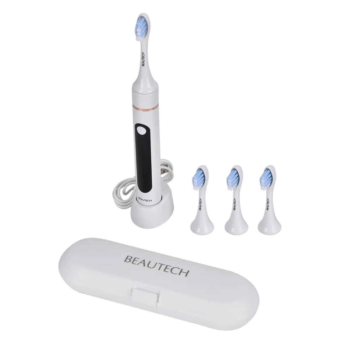 Waterproof LED Rechargeable Toothbrush 4 pcs Head with 5 Modes Including Cleaning, Whitening, Soft, Gum Care, and Sensitivity (1200mAh Li-ion Battery) - White image number 0