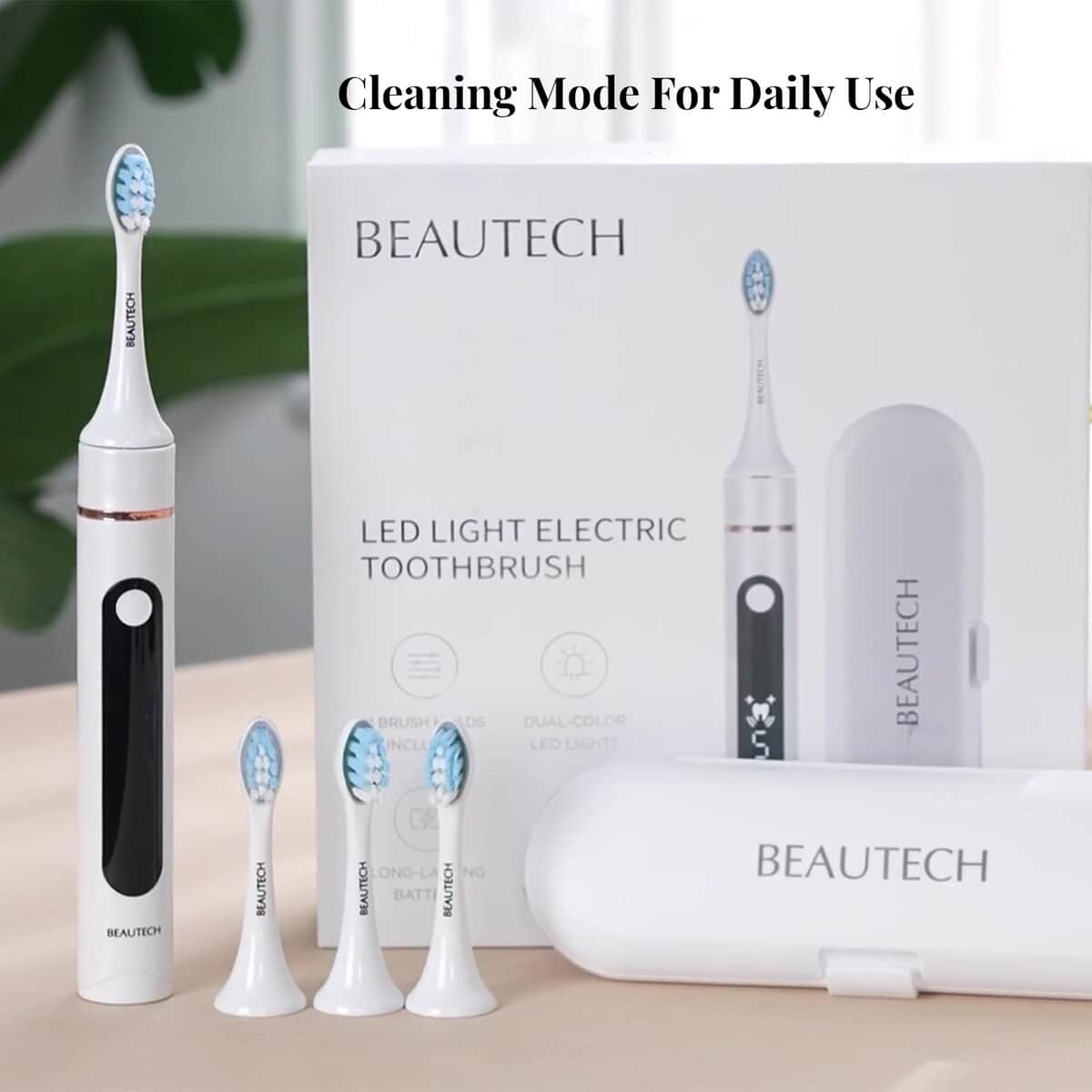 Beautech LED 5 Mode Toothbrush with 4 Replacement Brush Heads and Dual Charging Options- White image number 1