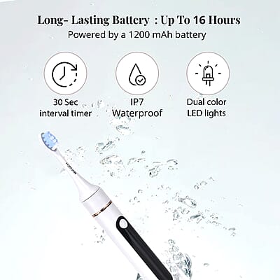 Beautech LED 5 Mode Toothbrush with 4 Replacement Brush Heads and Dual Charging Options- White