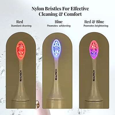 Beautech LED 5 Mode Toothbrush with 4 Replacement Brush Heads and Dual Charging Options- White