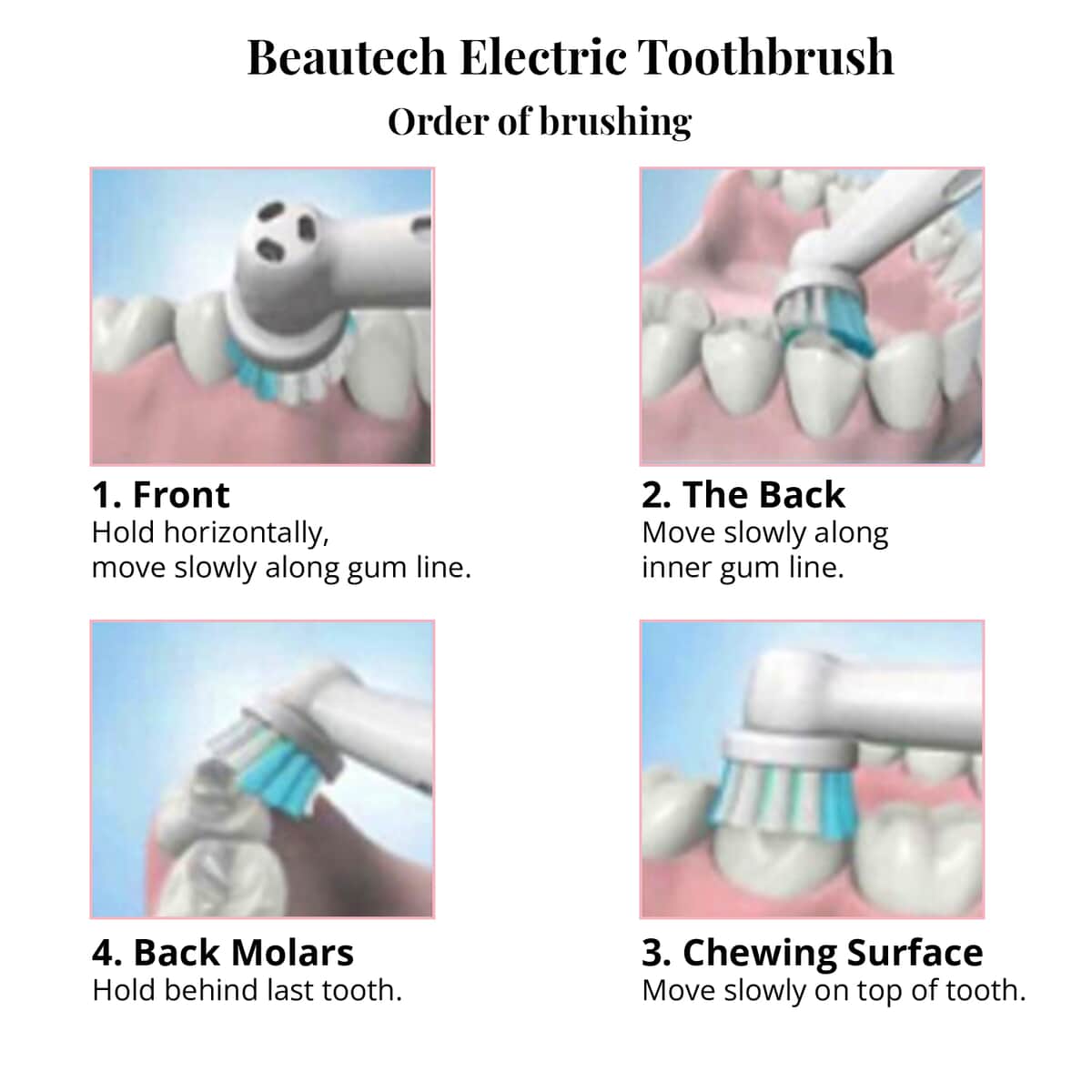 Beautech LED 5 Mode Toothbrush with 4 Replacement Brush Heads and Dual Charging Options- White image number 5