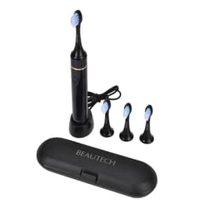 Beautech LED 5 Mode Toothbrush with 4 Replacement Brush Heads and Dual Charging Options- Black