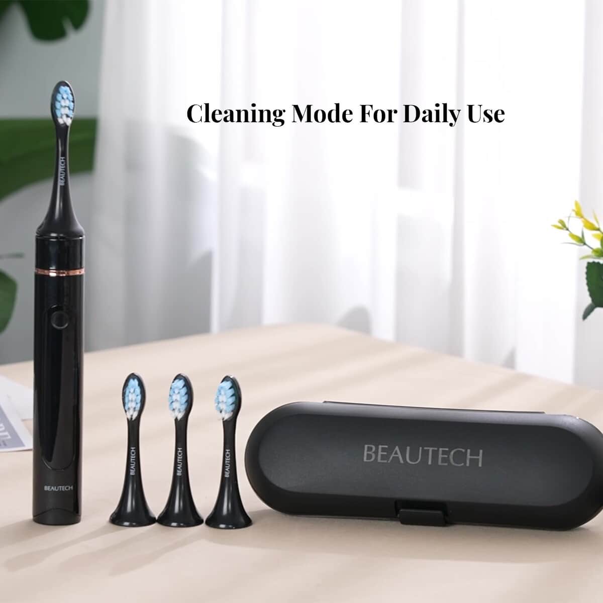 Beautech LED 5 Mode Toothbrush with 4 Replacement Brush Heads and Dual Charging Options- Black image number 1