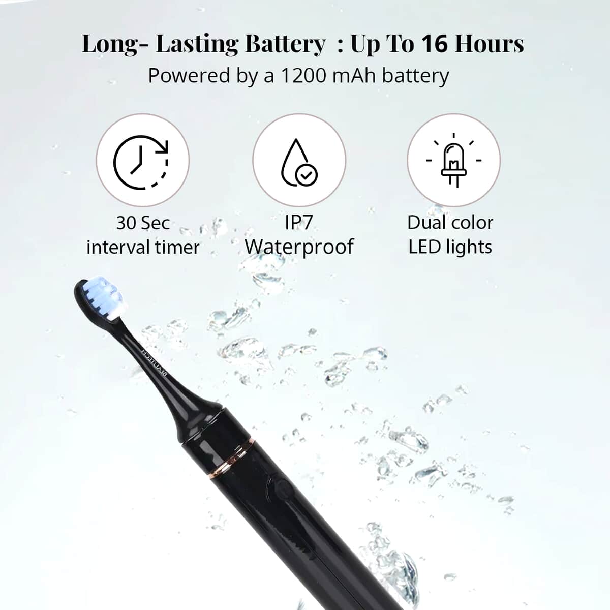 Beautech LED 5 Mode Toothbrush with 4 Replacement Brush Heads and Dual Charging Options- Black image number 3