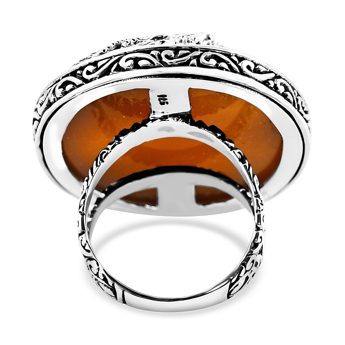 Bali Legacy Honey Jade (D) Dragon Ring in Sterling Silver (Size 6.0) 53.85 ctw image number 4