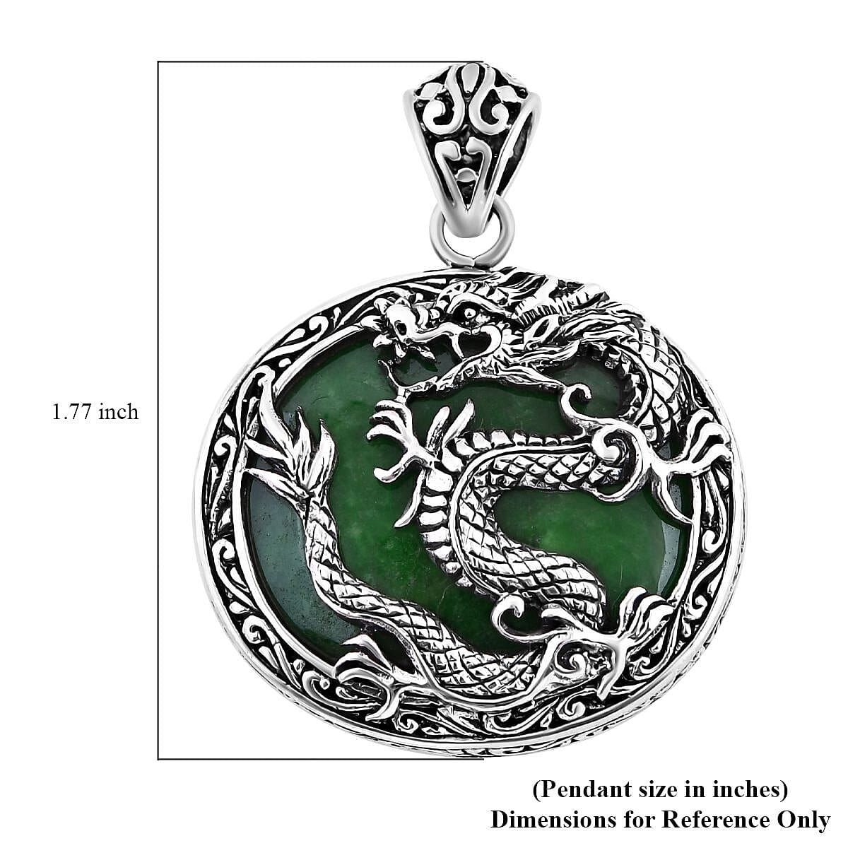 Bali Legacy Green Jade (D) Dragon Pendant in Sterling Silver 53.70 ctw image number 5
