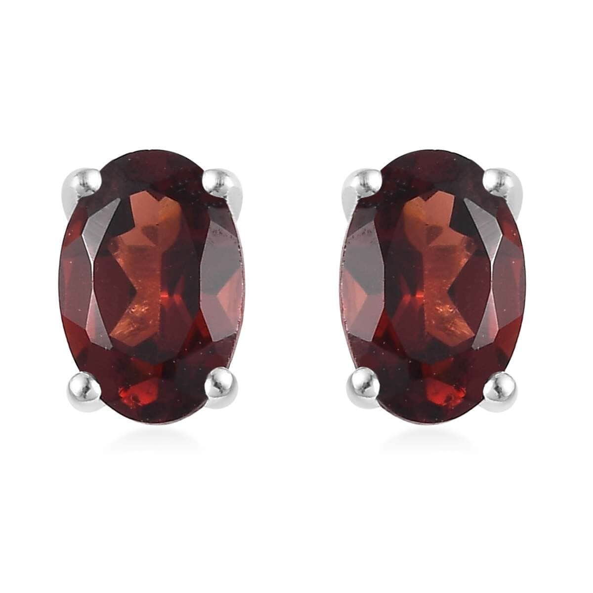 Mozambique Garnet Solitaire Stud Earrings in Sterling Silver 1.20 ctw image number 0