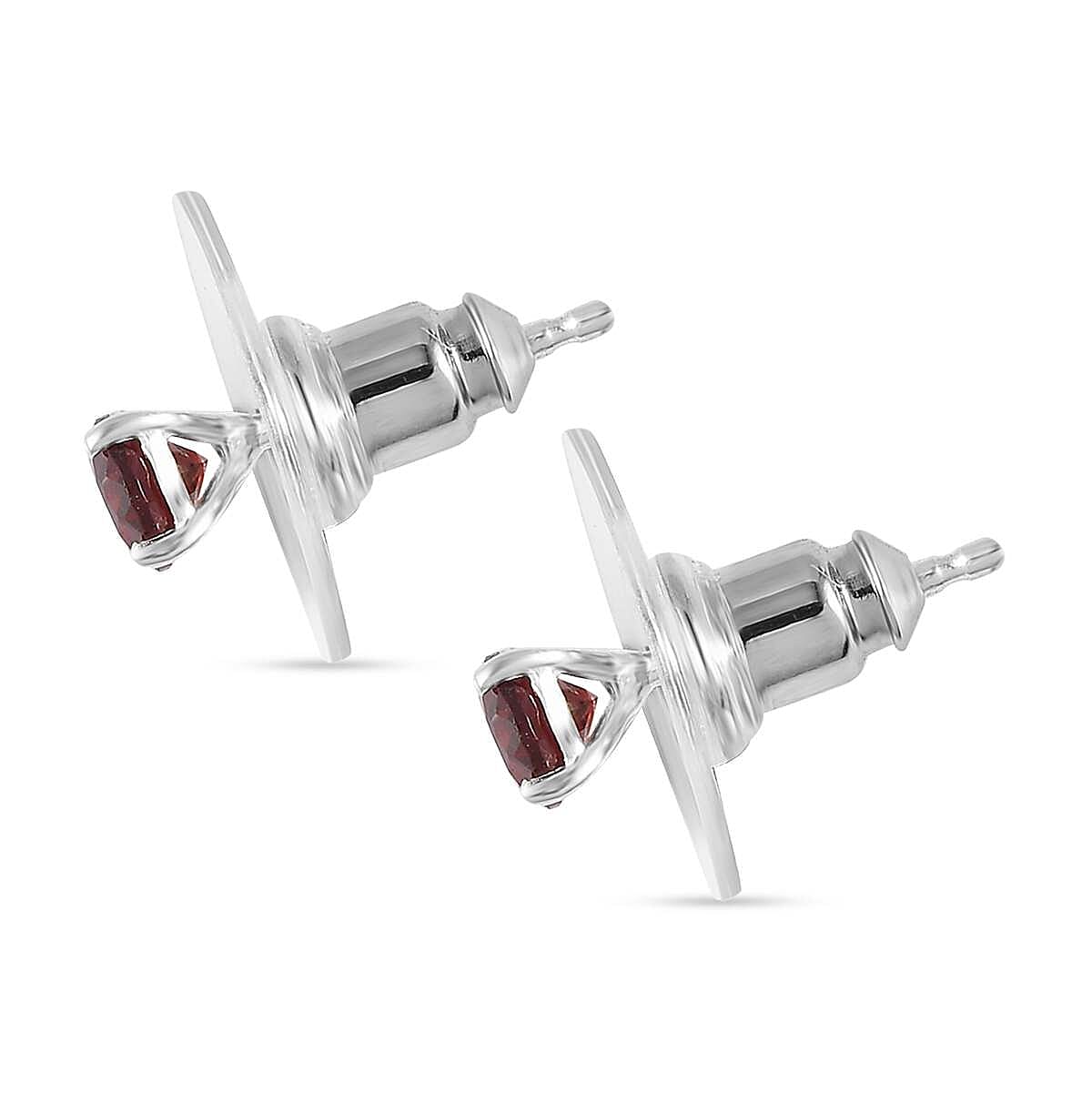Mozambique Garnet Solitaire Stud Earrings in Sterling Silver 1.20 ctw