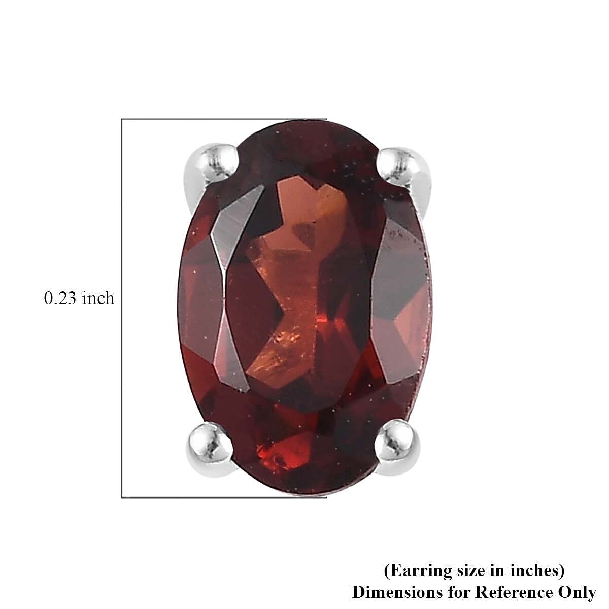 Mozambique Garnet Solitaire Stud Earrings in Sterling Silver 1.20 ctw