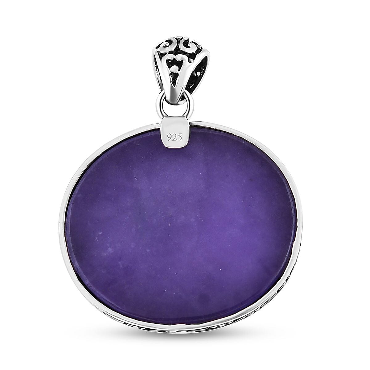 Bali Legacy Purple Jade (D) Dragon Pendant without Chain in Sterling Silver 52.10 ctw image number 4
