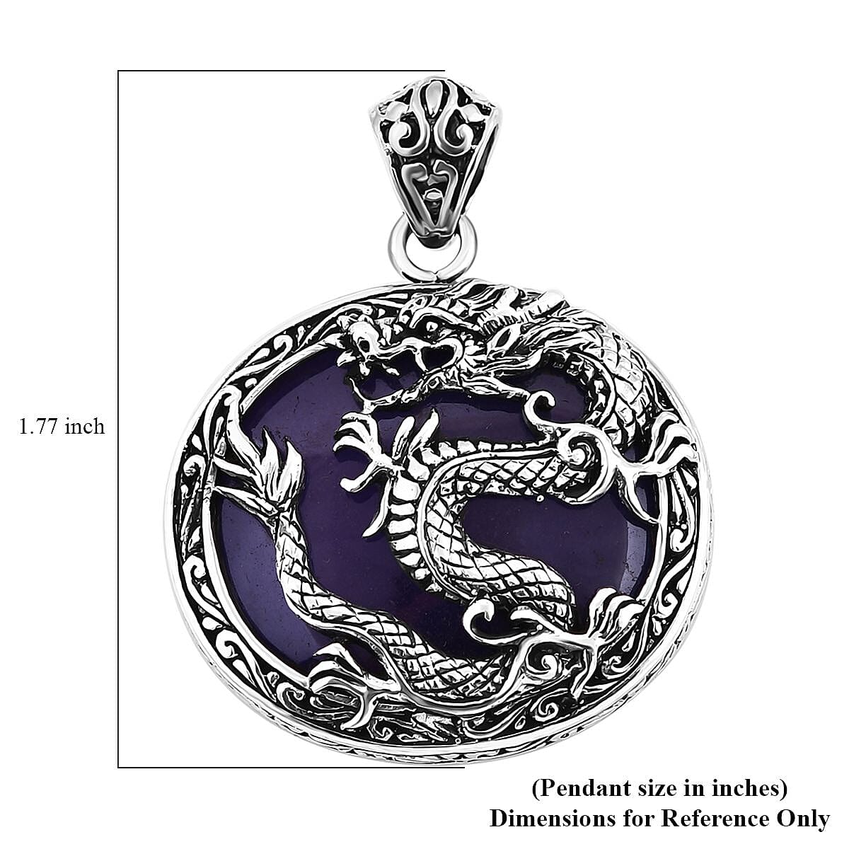 Bali Legacy Purple Jade (D) Dragon Pendant without Chain in Sterling Silver 52.10 ctw image number 5