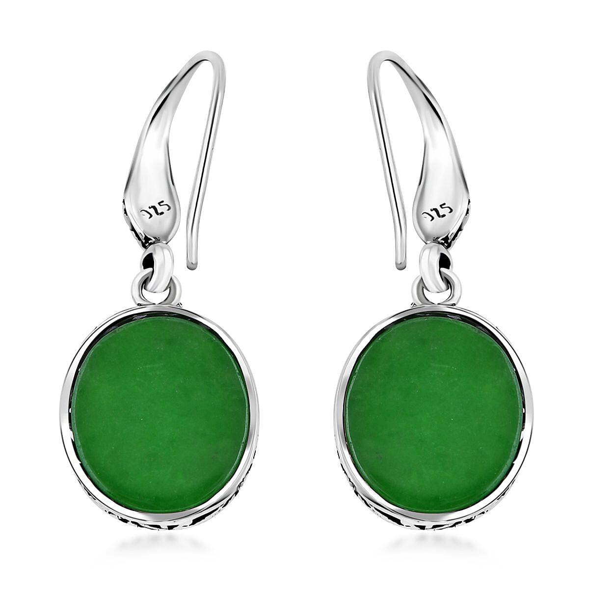 Bali Legacy Green Jade (D) Dragon Earrings in Sterling Silver 18.30 ctw