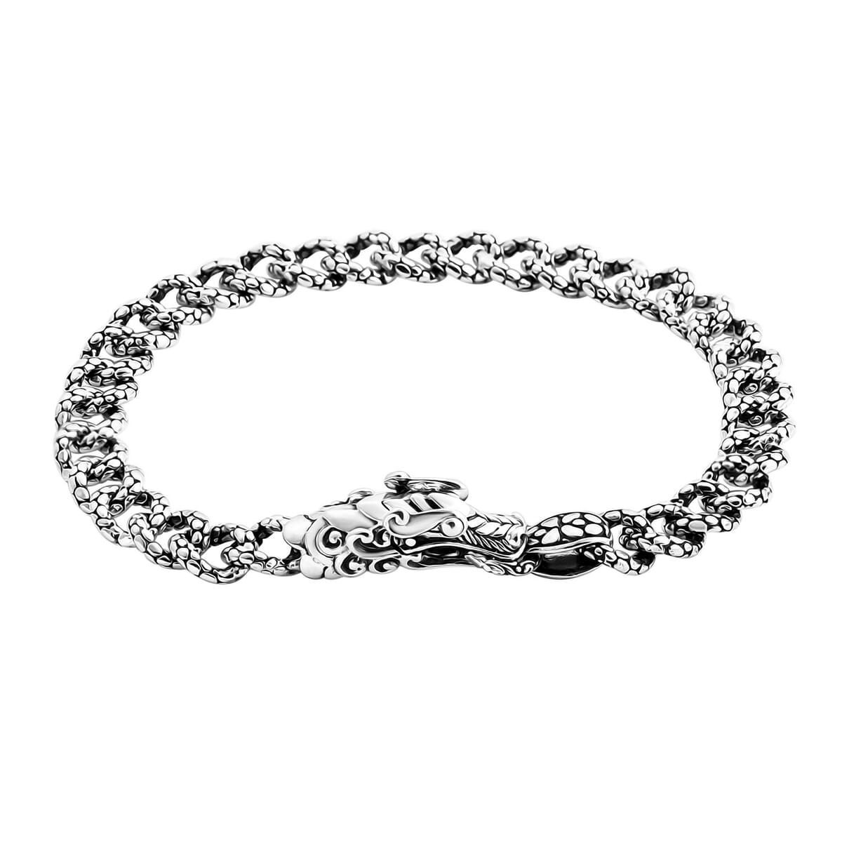 Bali Legacy Dragon with Dragon Texture Bracelet in Sterling Silver (8.00 In) 26.53 Grams image number 0