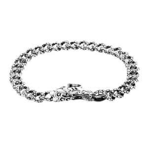 Bali Legacy Dragon with Dragon Texture Bracelet in Sterling Silver (8.00 In) 26.53 Grams