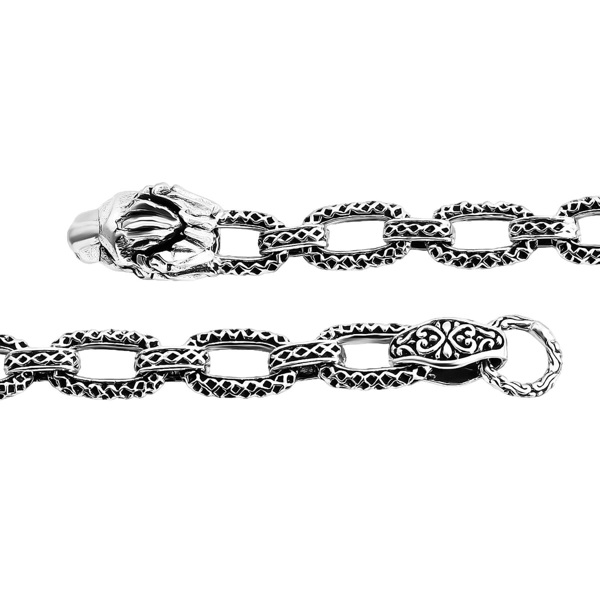 Bali Legacy Lion with Wave Texture Bracelet in Sterling Silver (8.00 In) 22.10 Grams image number 3