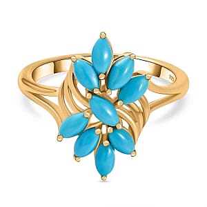 Sleeping Beauty Turquoise 1.55 ctw Ring in Vermeil Yellow Gold Over Sterling Silver (Size 6.5)