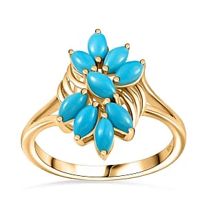 Sleeping Beauty Turquoise 1.55 ctw Ring in Vermeil Yellow Gold Over Sterling Silver (Size 6.5)