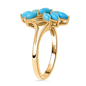 Sleeping Beauty Turquoise 1.55 ctw Ring in Vermeil Yellow Gold Over Sterling Silver (Size 6.5)
