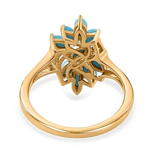 Sleeping Beauty Turquoise 1.55 ctw Ring in Vermeil Yellow Gold Over Sterling Silver (Size 6.5)