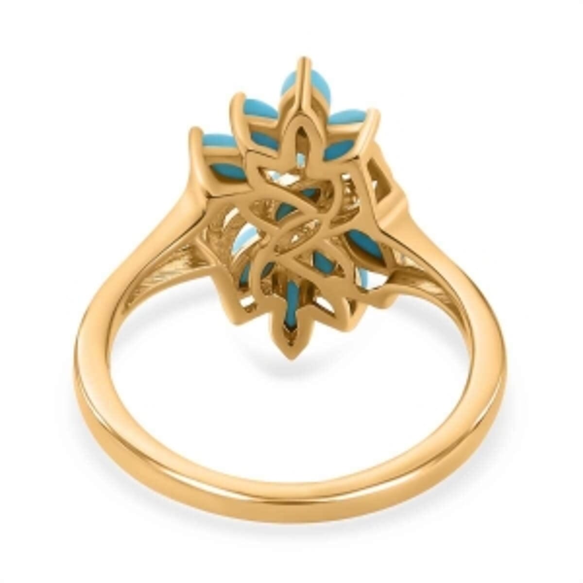 Sleeping Beauty Turquoise 1.55 ctw Ring in Vermeil Yellow Gold Over Sterling Silver (Size 6.5) image number 5