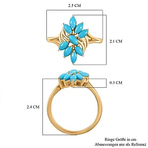 Sleeping Beauty Turquoise 1.55 ctw Ring in Vermeil Yellow Gold Over Sterling Silver (Size 6.5)